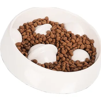 Miska pro psa Miska pro psa kočku na Krmivo Zpomalující Jídlo 20,5x20,5x5,5cm Bílá
