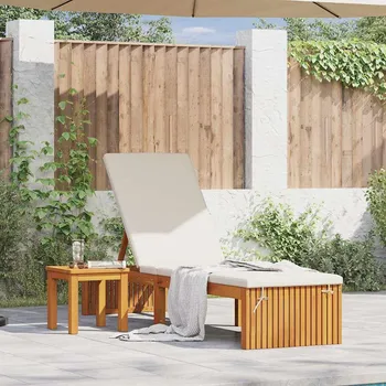 Zahradní lehátko Slunečník 1-osoba Hnědá 200 x 55 x 94cm Masivní akáciové dřevo IM_4108115