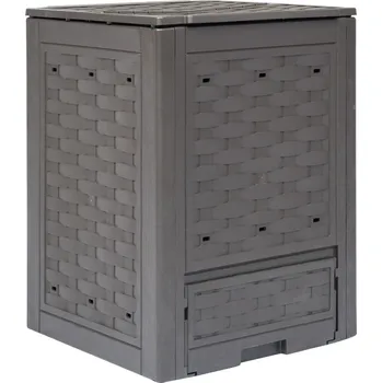 Kompostér Zahradní kompostér hnědý 60 x 60 x 83 cm 300 l plast ratan IM_45681