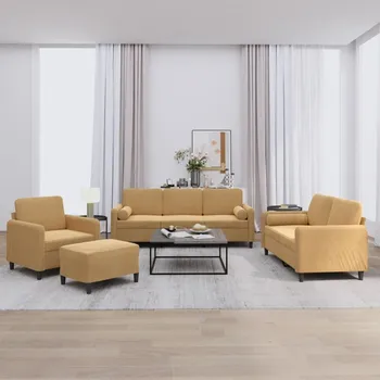 Pohovka zahrada-XL 4dílná sedací souprava s polštáři hnědá samet 3201971