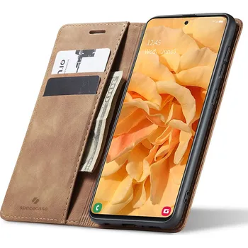 Pouzdro na mobilní telefon Pouzdro s klopou Spacecase pro Samsung Galaxy A51, hnědé