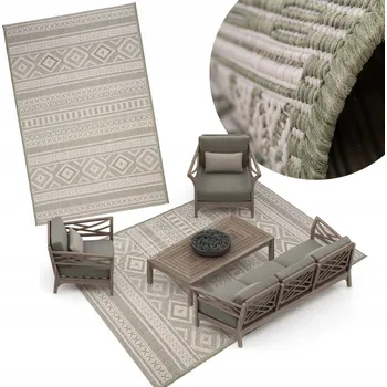 Koberec MODERNÍ provázkový koberec Lineo 120x160 zelený koberec venkovní #4463