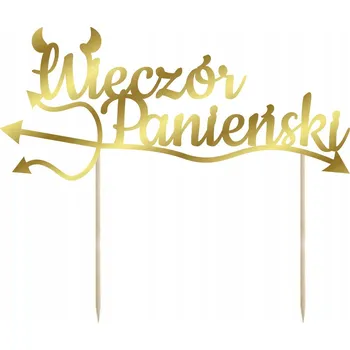 Jedlá dekorace na dort Zápich do dortu zlatý Rozlučka Se Svobodou 20 cm 1 Ks
