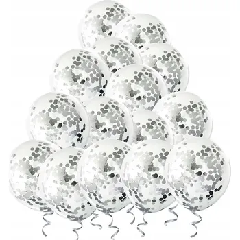 Balónek Průhledné balónky se stříbrným konfety 30 cm 100 ks