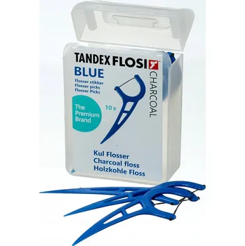 Elektrický zubní kartáček Tandex Flosi, Zubní nit s uhlíkovými vlákny Blue (10 ks)