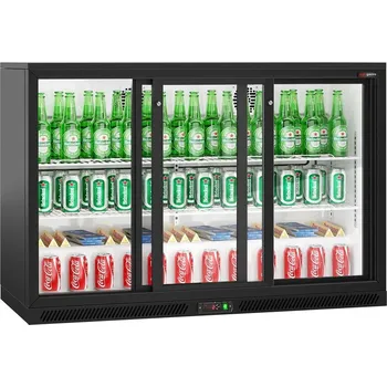 Lednice G.Gastro Barová lednička - 1350 mm - 320 L - se 3 posuvnými skleněnými dveřmi - černá