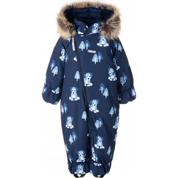 Kojenecká kombinéza Dětská zimní kombinéza DERRY tmavě modrá se vzorem s pejsky Lenne, vel. 68