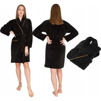 Dámské noční prádlo ČERNÝ silný a měkký župan UNISEX velikost S/M
