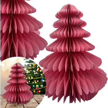 Vánoční dekorace 3D PAPÍROVÁ DEKORACE VÁNOČNÍ STROMEK VELKÝ RŮŽOVÝ