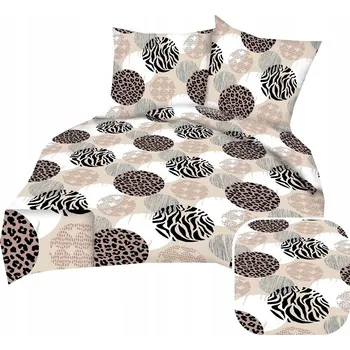 Povlečení KREPOVÉ POVLEČENÍ 160x200cm + 2x70x80cm panterka v béžových kruzích