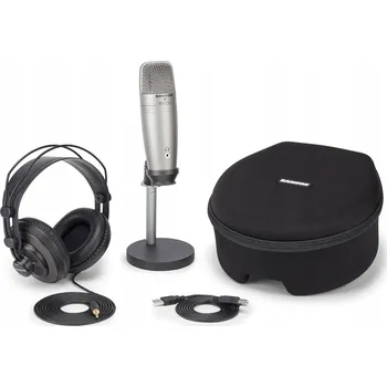 Mikrofon Sada Samson C01U Pro pro nahrávání/podcasting: mikrofon, stativ, sluchátka, USB