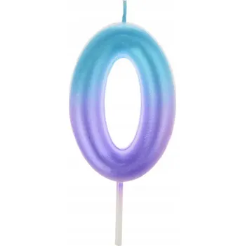 Dortová svíčka SVÍČKA ČÍSLICE "0" OMBRE FIALOVO-MODRÁ