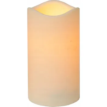 Svíčka Venkovní LED svíčka 15 cm na baterie BÉŽOVÁ velká PLASTOVÁ s časovačem