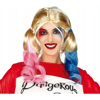 Guirca paruka dlouhé vlasy růžové copy