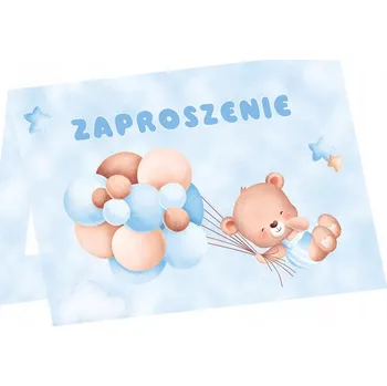 Balónek Pozvánky congee Medvídci s balónky modré 6 kusů