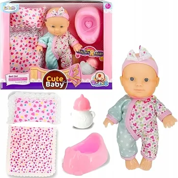 Panenka LALKA BOBAS W UBRANKU 20CM Z AKCESORIAMI PEŘINKA NOČNÍK LÁHEV