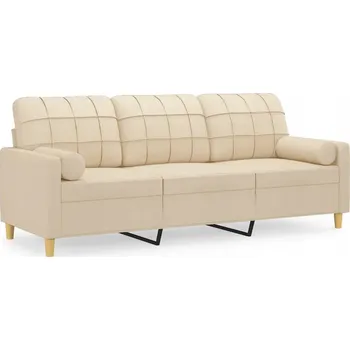 Pohovka Krémová 3místná pohovka s polštáři 198x77x80 cm