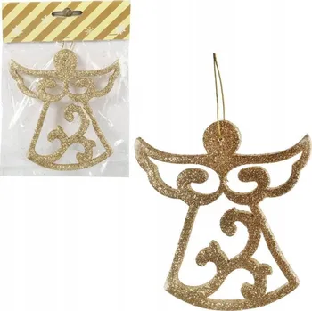 Vánoční ozdoba Zlatý Vánoční Přívěsek Brokátový Anděl Ažurový 12 CM OZDOBA NA STROMEČEK