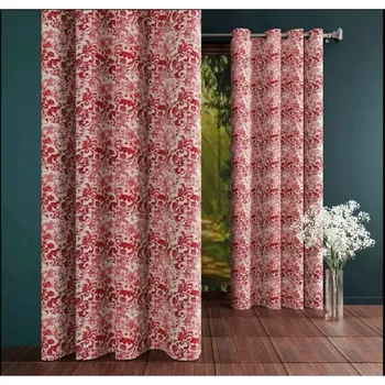 Obraz Závěs IRA na kroužcích bordo LISTY KVĚTY 180x250cm Z570/7y