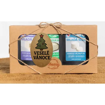 Dárková krabička Křupavý sýr Dárková sada 3 druhů lyo sýrů nejen od kozičky veselé vánoce stromeček (Křupavý sýr Dárková sada 3 druhů lyo sýrů nejen od kozičky veselé vánoce stromeček)