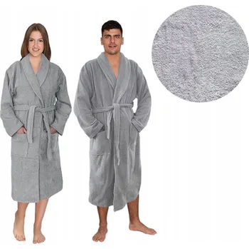 Dámský župan Tuva Home dámský župan do půlky lýtek bez kapuce šedý, velikost XXL