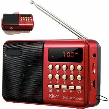 Radiopřijímač MINI PŘENOSNÉ RÁDIO KAPESNÍ FM AM USB KUCHYŇSKÉ NA AKUMULÁTOR MALÉ
