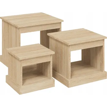 Konferenční stolek Konferenční stolky 3 ks dub sonoma, 48x45x45/40x37x37/32x29x29 cm