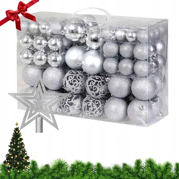 Vánoční dekorace VÁNOČNÍ BAŇKY na stromeček nerozbitné 100 ks SADA 6 cm NA VÁNOČNÍ STROMEK STŘÍBRNÉ PREMIUM