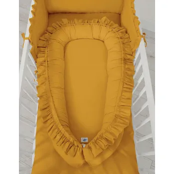 Zavinovačka My Sweet Baby PREMIUM dětská kokonová zavinovačka s volánky hořčice