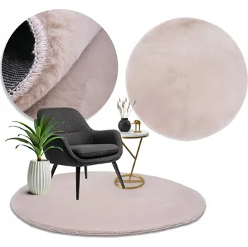 Koberec Kulatý králičí Koberec 100x100 PLUSH béžový moderní koberec SOFT