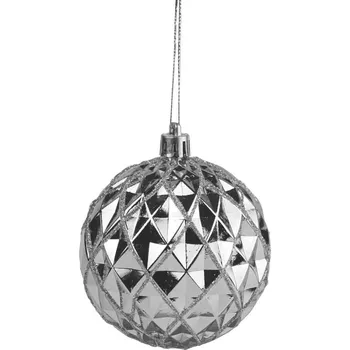 Vánoční dekorace Vánoční baňky na stromeček stříbrné 6 cm 6 Ks.