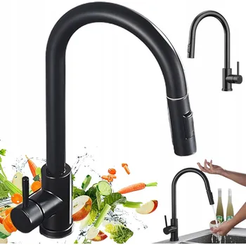 Vodovodní baterie Kuchyňská BATERIE s VYTÁHNOU stříkací hlavicí černá KUCHYŇSKÁ vodovodní baterie stojánková SNAKE