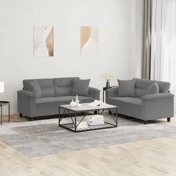 Pohovka zahrada-XL 2dílná sedací souprava s polštáři tmavě šedá mikrovlákno 3202328