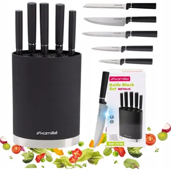 Kuchyňský nůž SADA KUCHYŇSKÝCH NOŽE , NOŽE , SADA 5 NOŽŮ + STOJAN KAMILLE