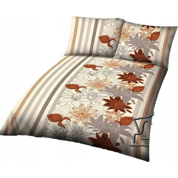 Povlečení Krepové povlečení 140 x 200 cm + 1 Ks. 70 x 80 cm - GOLD lilie béžová