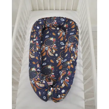 Hnízdečko pro miminko Oboustranné hnízdečko pro miminko, ohrádka zavinovačka Premium BOBONO - lapače snů granátové