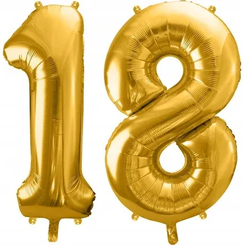 Balónek Balónky zlaté číslice číslo 18 osmnáctka 86cm narozeniny