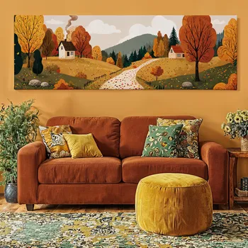 Obraz Obraz na plátně - Za lesem na Výrovce FeelHappy.cz Velikost obrazu (šířka x výška): 60 x 20 cm