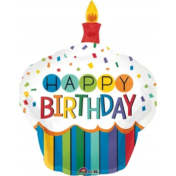 Balónek Fóliový balónek Happy Birthday - barevný cupcake
