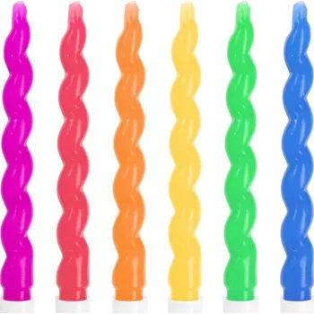 Dortová svíčka Svíčky dortové široké barevné neonové 6 ks