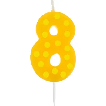 Dortová svíčka Svíčka GoDan číslice 8 6 cm žlutá