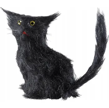 Party dekorace Černá kočka - 12 cm - 1 ks Halloweenská dekorace