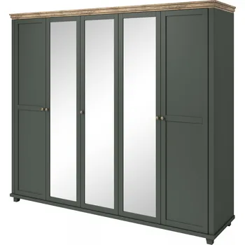 Šatní skříň MOB Elvina S ZJU21 (zelená + dub lefkas tmavý) (se zrcadlem)