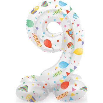 Balónek Fóliový balónek „Číslice 9 stojící - Party“,Ă, 28", DGT