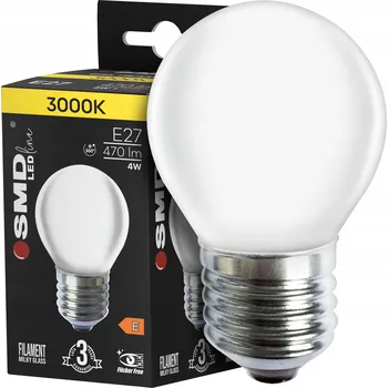 Žárovka Žárovka E27 Filament 4W = 40W 3000K teplá barva Prémiová mléčná, nebliká