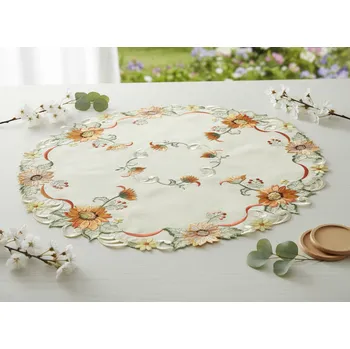 ubrus Dekorační ozdobný ubrousek FLOWERS zelená Ø 60 cm Mybesthome