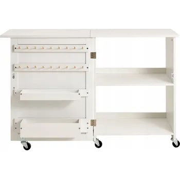 Jídelní stůl SucceBuy Šicí stůl 117x40x77,8 cm Nosnost 40 kg Na kolečkách Skládací Bílý