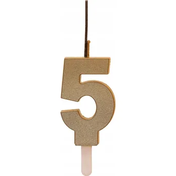 Dortová svíčka Svíčka číslice zlatá s prskavkou pětka 9 cm