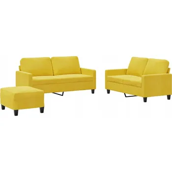 Pohovka Žlutá sametová pohovka pro 2 osoby 138x77x80cm + podnožka