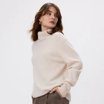 Dámský svetr Reserved - Vlněný svetr s kašmírem - béžová - 160GS-08M - 160GS-08M-L